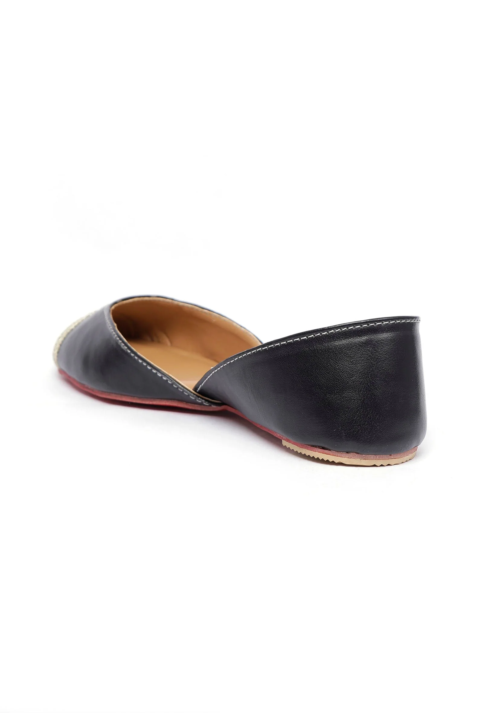 Black Embroidered Cruelty-Free Leather Juttis - Image 6