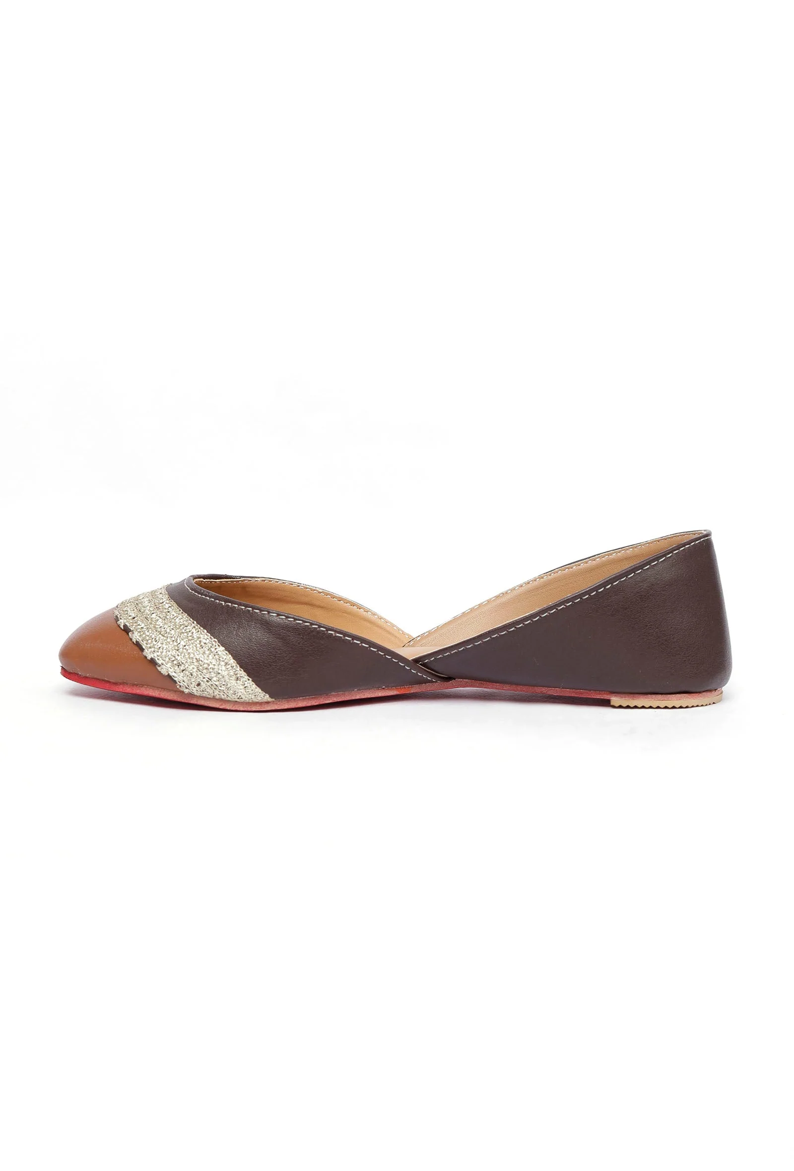 Caramel Beige Embroidered Cruelty-Free Leather Juttis - Image 3