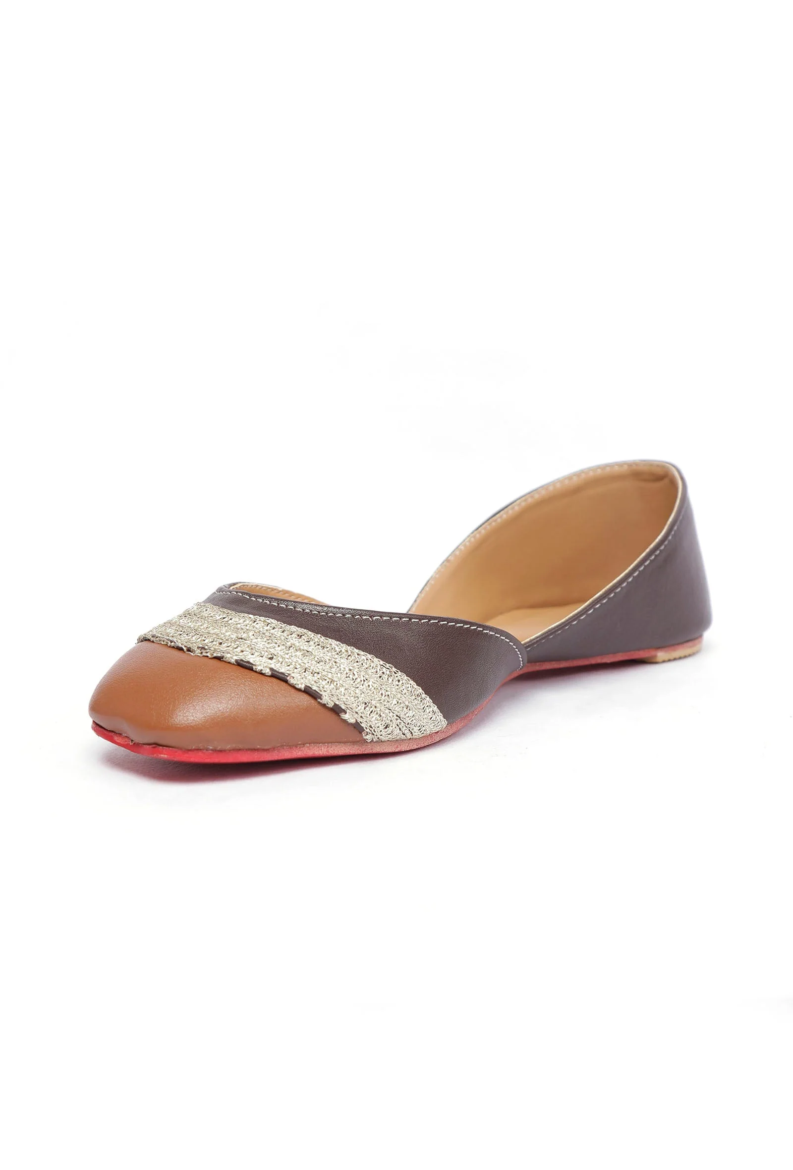 Caramel Beige Embroidered Cruelty-Free Leather Juttis - Image 4