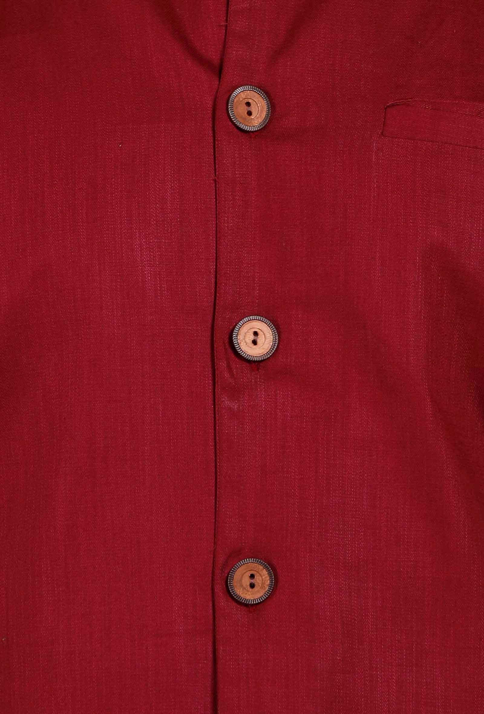 Dark Red Cotton Nehru Jacket - Image 10