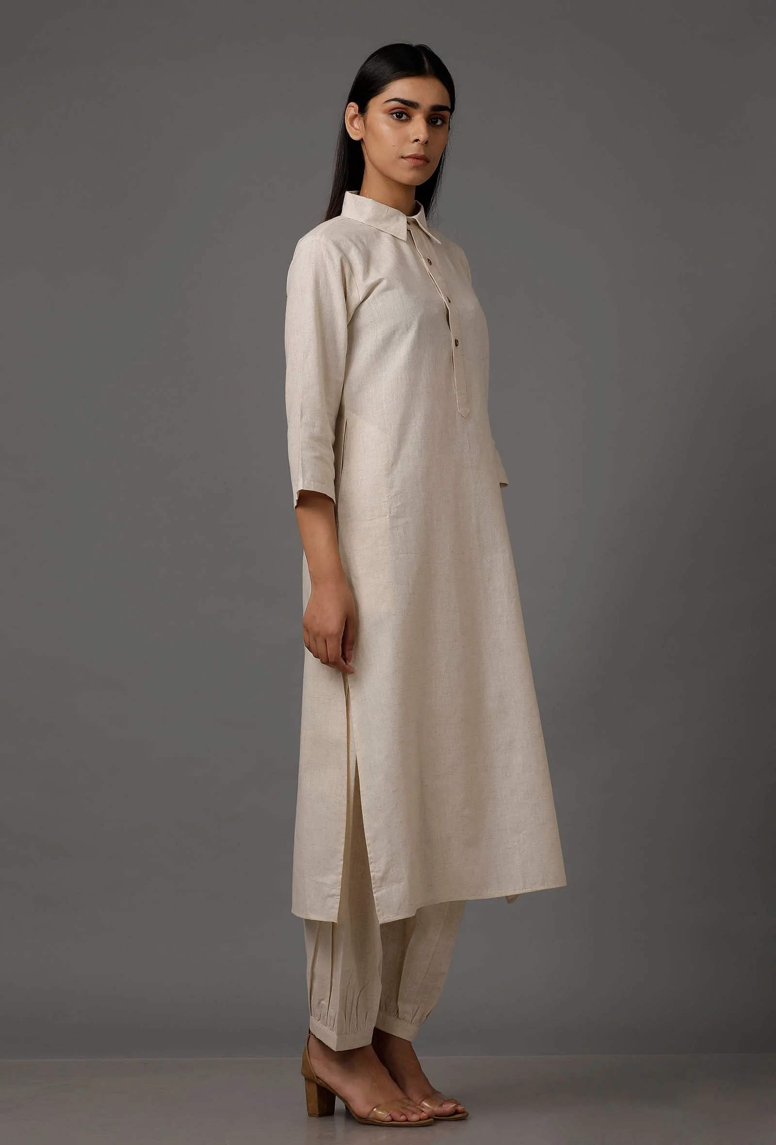 Irish Cream Pure Cotton Kurta - Image 3