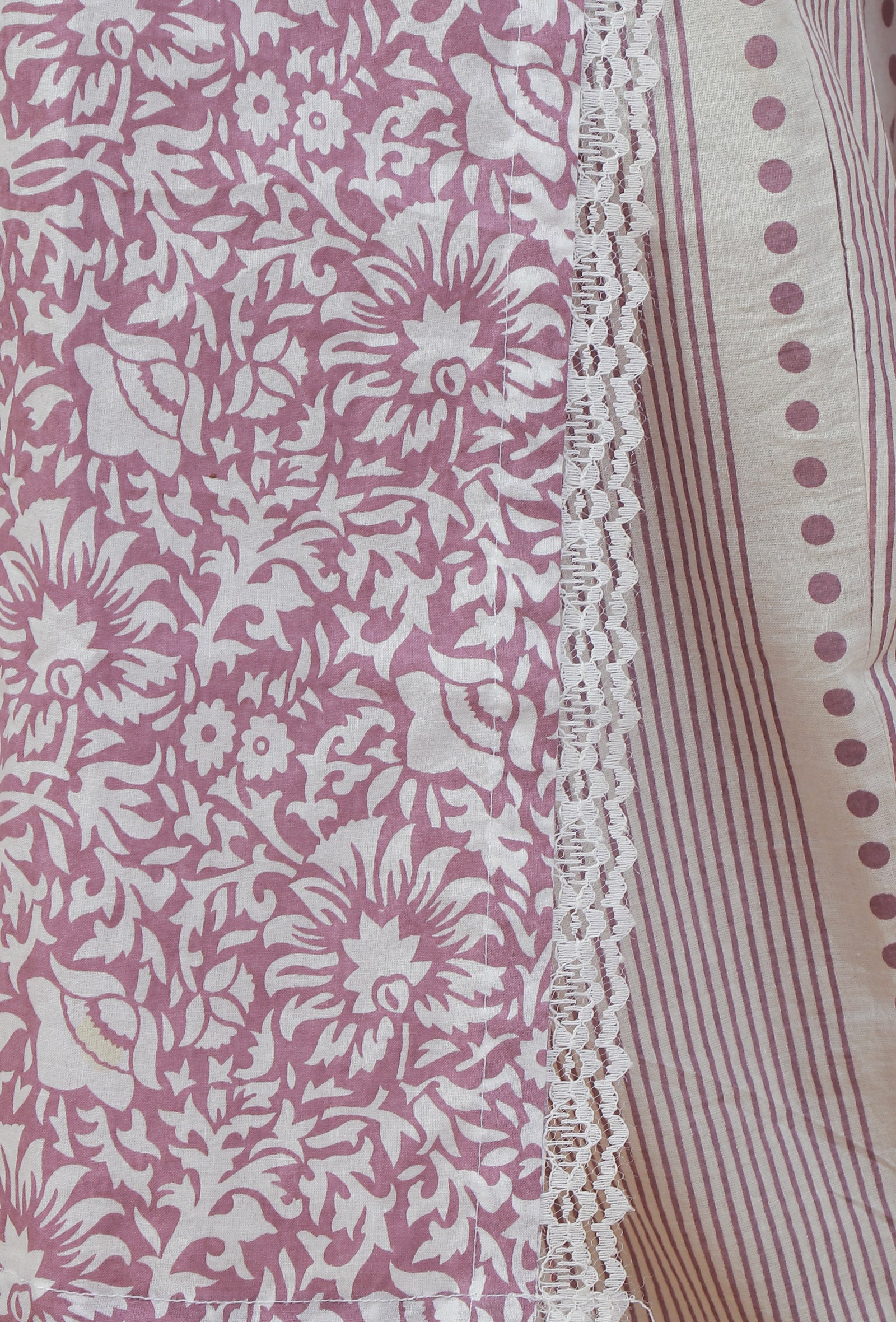 Lavender Floral Printed Cotton Straight Kurta - Image 6