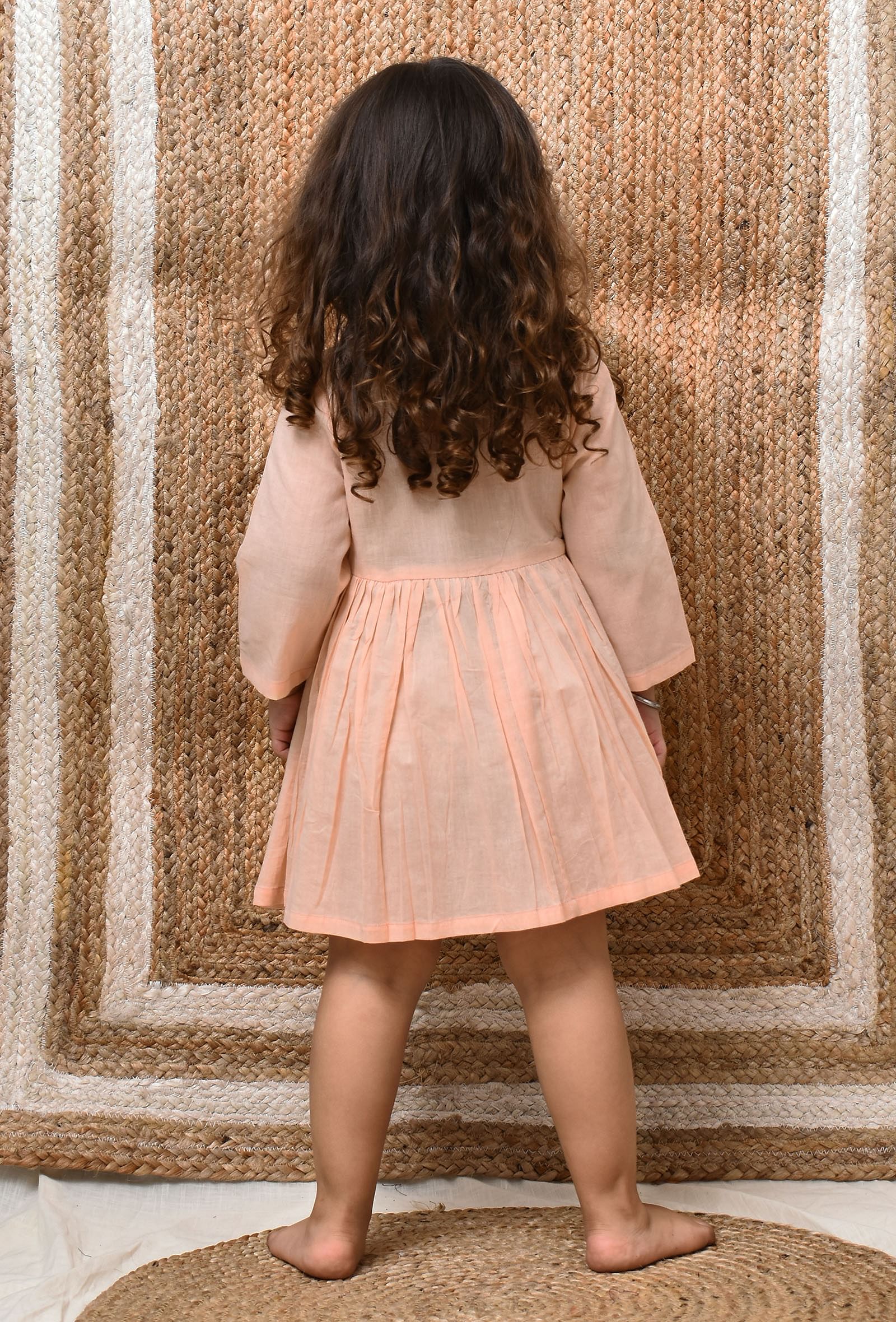 Peach Mul Mul Angrakha Dress - Image 4