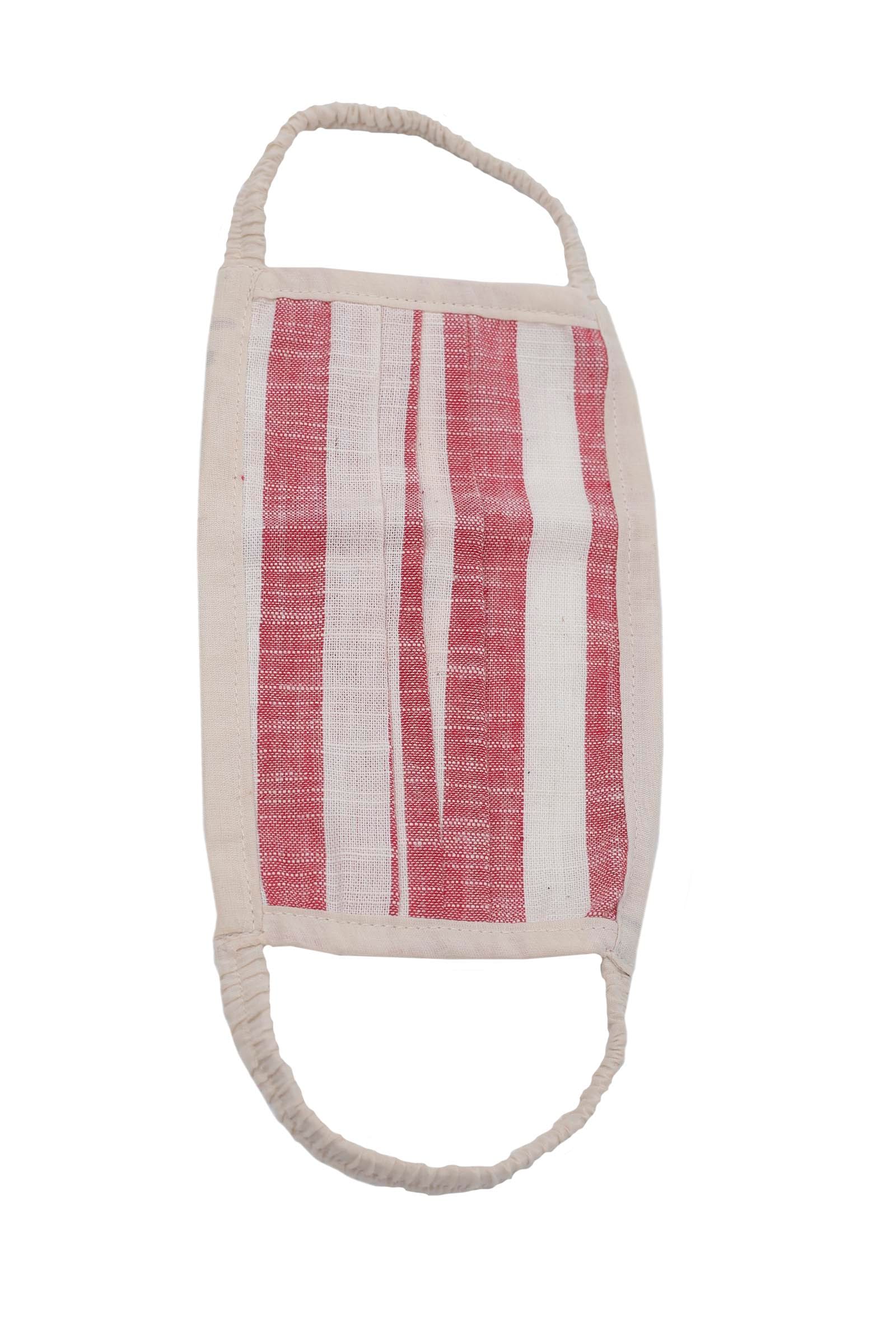 Peach  Red and White Stripes Pure Woven Cotton Kurta - Image 7