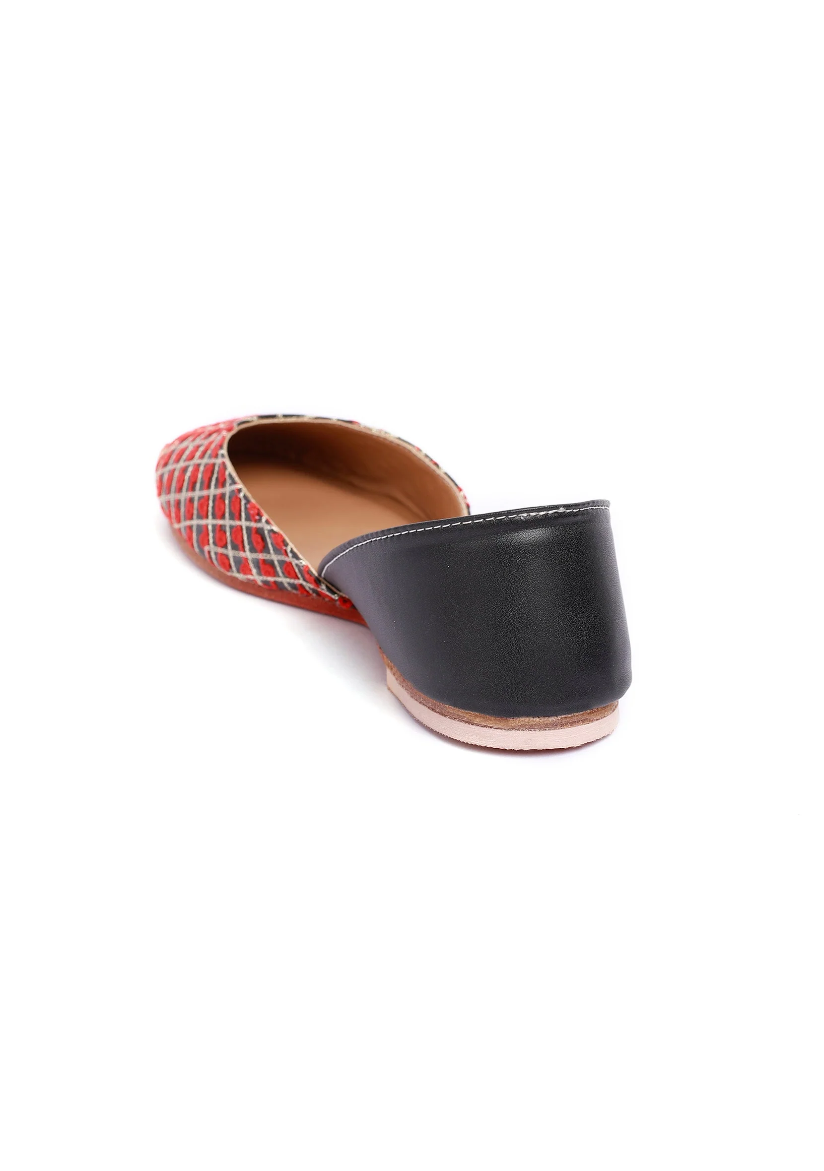 Red and Black Check Tili Aari Embroidery Jutti - Image 5