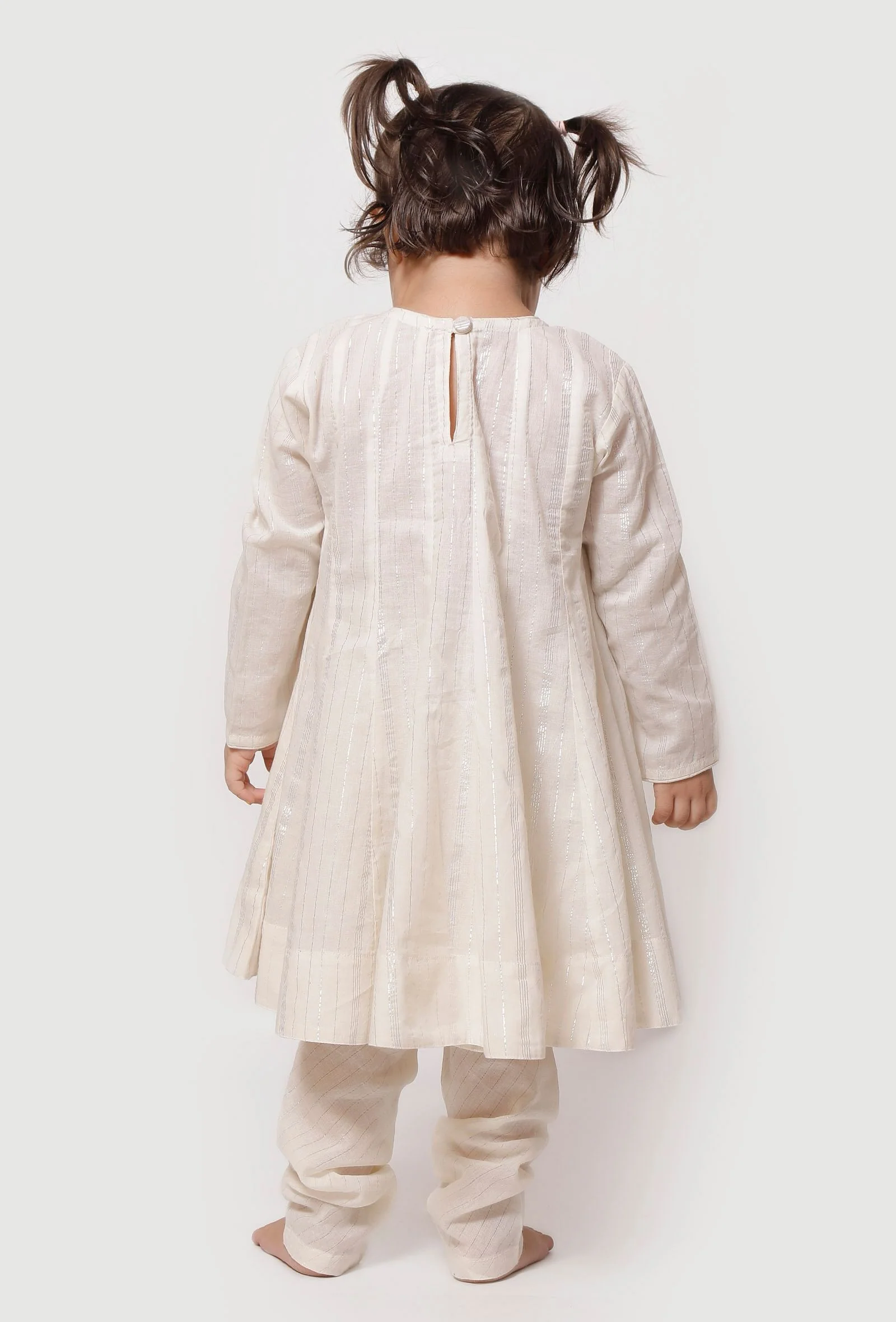 Set of 2 - Coconut White Anarkali Suit with Churidar - Image 3