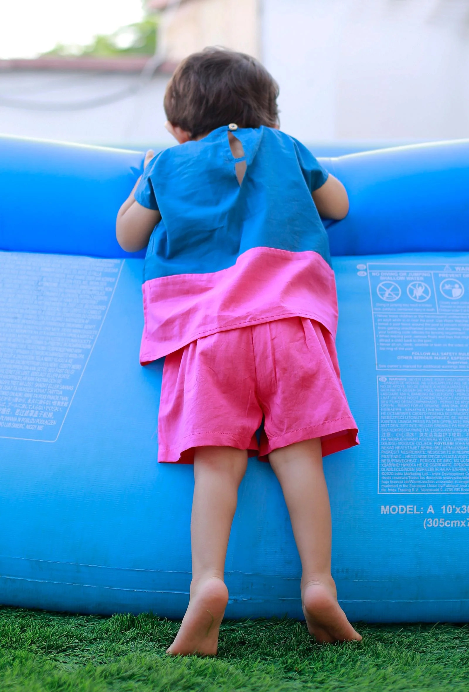 Set Of 2: Cotton Candy Blue And Pink Cotton Shirt With Pink Short - Image 3